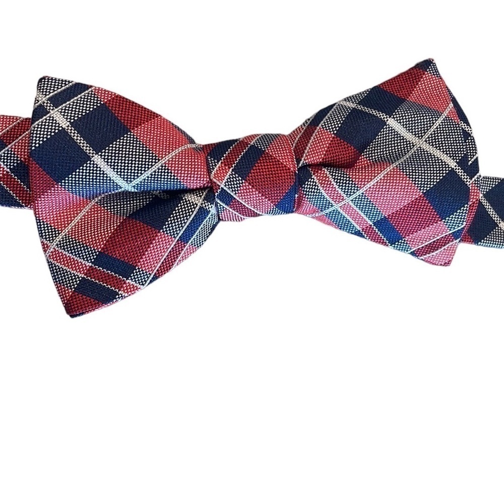 Tommy Hilfiger Silk Bow Tie Red/Blue/White Plaid